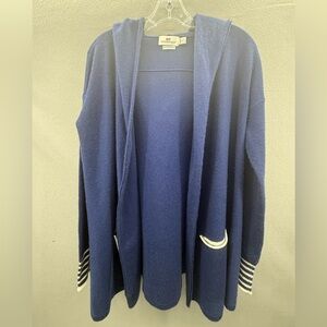 Vineyard Vines Oversized Hooded Open Cardigan Wool Cashmere Size L Nautical